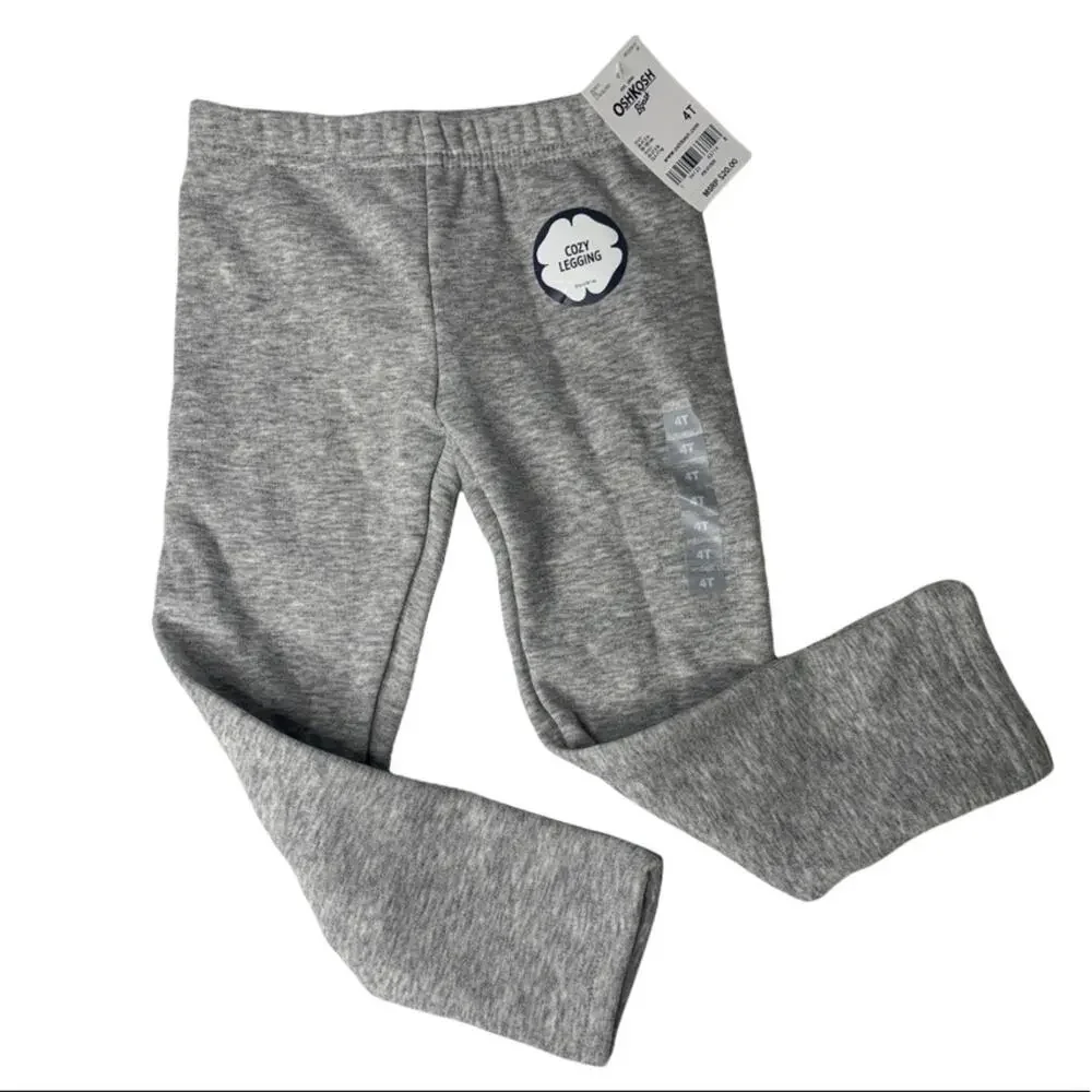 Oshkosh Cozy pull on fleece sweatpants leggings grey 4t NWT
